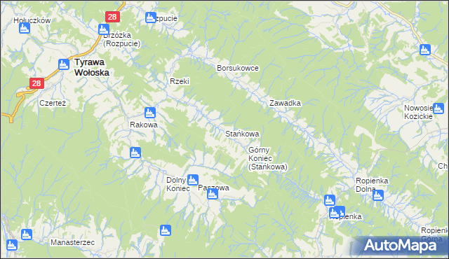 mapa Stańkowa gmina Ustrzyki Dolne, Stańkowa gmina Ustrzyki Dolne na mapie Targeo