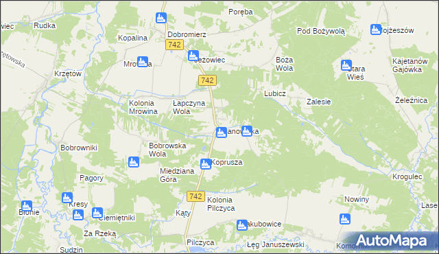 mapa Stanowiska gmina Kluczewsko, Stanowiska gmina Kluczewsko na mapie Targeo