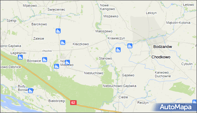 mapa Stanowo gmina Bodzanów, Stanowo gmina Bodzanów na mapie Targeo