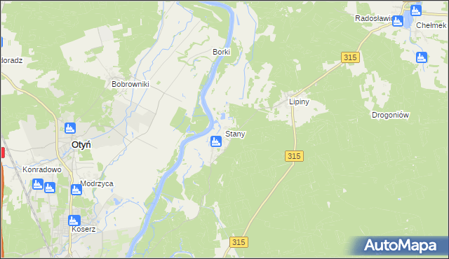 mapa Stany gmina Nowa Sól, Stany gmina Nowa Sól na mapie Targeo