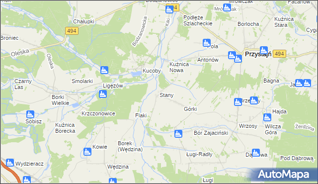 mapa Stany gmina Przystajń, Stany gmina Przystajń na mapie Targeo