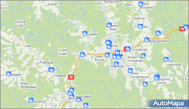 mapa Stara Bircza, Stara Bircza na mapie Targeo