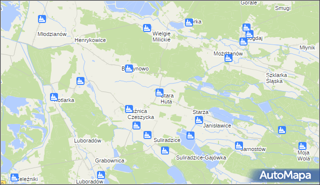 mapa Stara Huta gmina Krośnice, Stara Huta gmina Krośnice na mapie Targeo