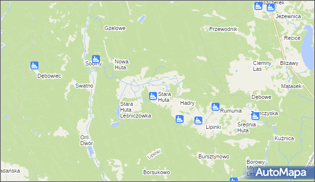 mapa Stara Huta gmina Warlubie, Stara Huta gmina Warlubie na mapie Targeo
