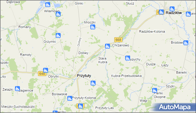 mapa Stara Kubra, Stara Kubra na mapie Targeo