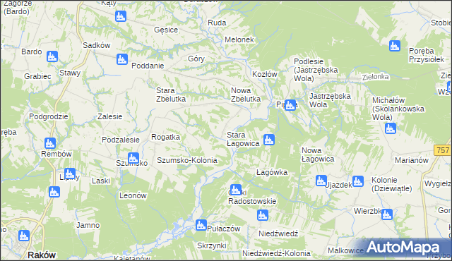 mapa Stara Łagowica, Stara Łagowica na mapie Targeo