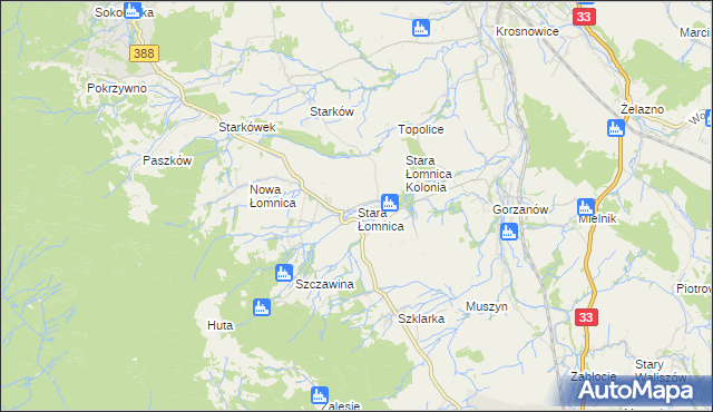 mapa Stara Łomnica, Stara Łomnica na mapie Targeo