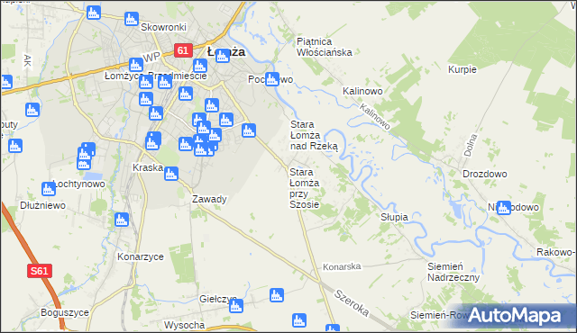 mapa Stara Łomża przy Szosie, Stara Łomża przy Szosie na mapie Targeo