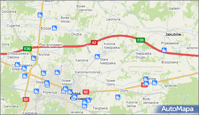 mapa Stara Niedziałka, Stara Niedziałka na mapie Targeo