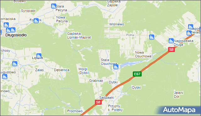 mapa Stara Osuchowa, Stara Osuchowa na mapie Targeo