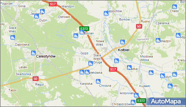 mapa Stara Wieś Druga gmina Kołbiel, Stara Wieś Druga gmina Kołbiel na mapie Targeo