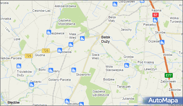 mapa Stara Wieś gmina Belsk Duży, Stara Wieś gmina Belsk Duży na mapie Targeo