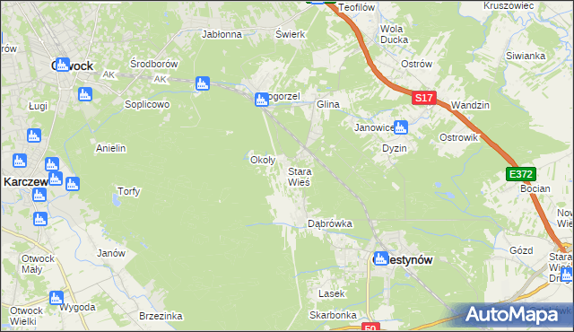 mapa Stara Wieś gmina Celestynów, Stara Wieś gmina Celestynów na mapie Targeo