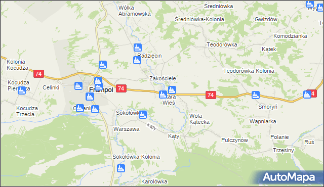 mapa Stara Wieś gmina Frampol, Stara Wieś gmina Frampol na mapie Targeo