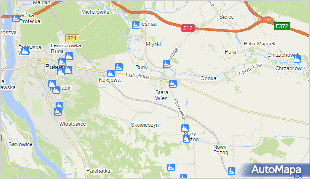 mapa Stara Wieś gmina Końskowola, Stara Wieś gmina Końskowola na mapie Targeo