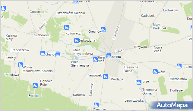 mapa Stara Wieś gmina Sienno, Stara Wieś gmina Sienno na mapie Targeo