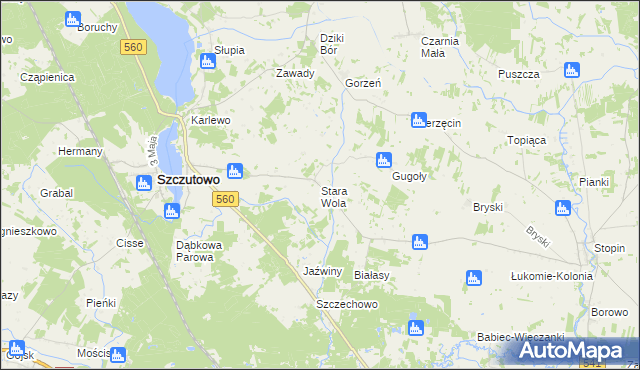 mapa Stara Wola gmina Szczutowo, Stara Wola gmina Szczutowo na mapie Targeo