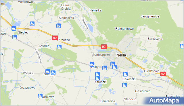 mapa Starczanowo gmina Nekla, Starczanowo gmina Nekla na mapie Targeo