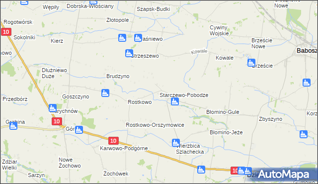 mapa Starczewo-Pobodze, Starczewo-Pobodze na mapie Targeo