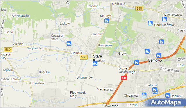 mapa Stare Babice, Stare Babice na mapie Targeo