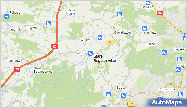 mapa Stare Bogaczowice, Stare Bogaczowice na mapie Targeo