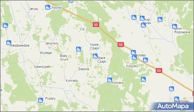 mapa Stare Czajki, Stare Czajki na mapie Targeo