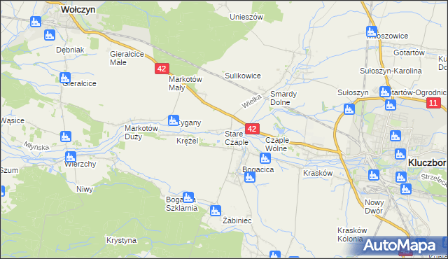 mapa Stare Czaple gmina Kluczbork, Stare Czaple gmina Kluczbork na mapie Targeo