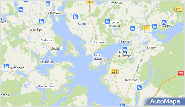 mapa Stare Drawsko, Stare Drawsko na mapie Targeo