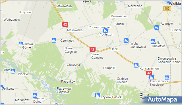 mapa Stare Gajęcice, Stare Gajęcice na mapie Targeo