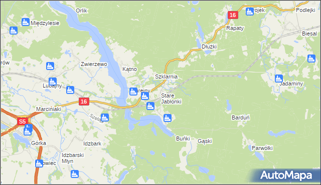 mapa Stare Jabłonki, Stare Jabłonki na mapie Targeo