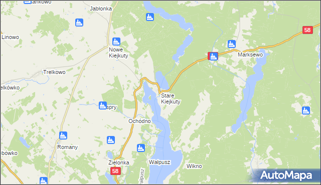 mapa Stare Kiejkuty, Stare Kiejkuty na mapie Targeo