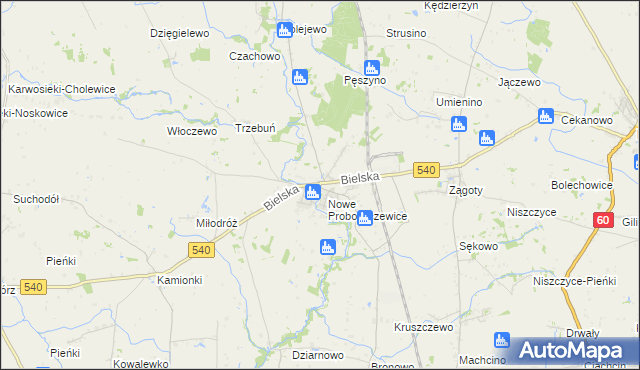 mapa Stare Proboszczewice, Stare Proboszczewice na mapie Targeo