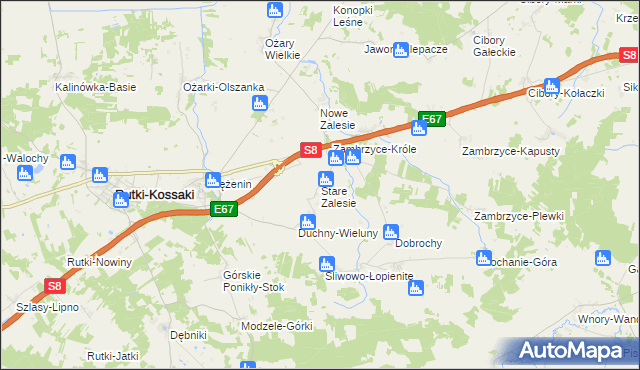 mapa Stare Zalesie gmina Rutki, Stare Zalesie gmina Rutki na mapie Targeo