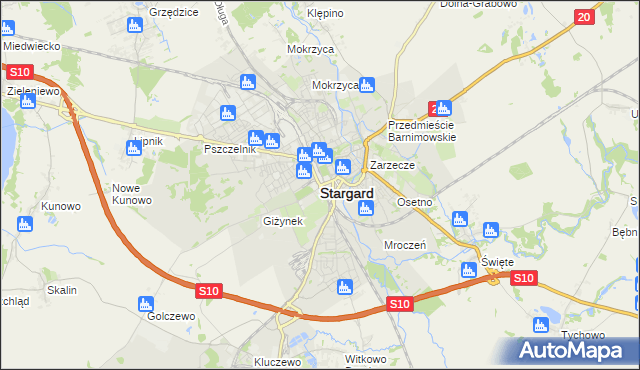 mapa Stargard, Stargard na mapie Targeo