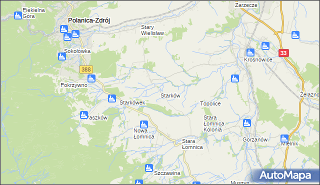 mapa Starków gmina Kłodzko, Starków gmina Kłodzko na mapie Targeo