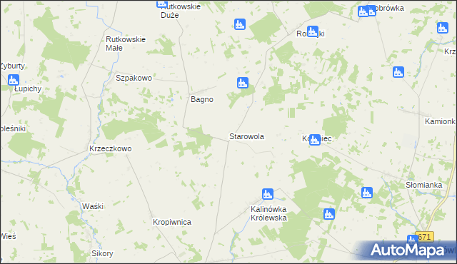 mapa Starowola gmina Jaświły, Starowola gmina Jaświły na mapie Targeo