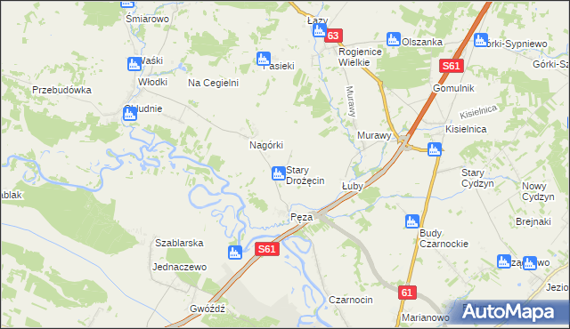 mapa Stary Drożęcin, Stary Drożęcin na mapie Targeo