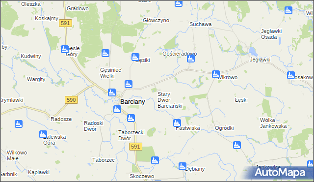 mapa Stary Dwór Barciański, Stary Dwór Barciański na mapie Targeo