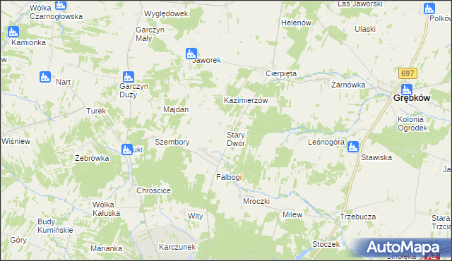 mapa Stary Dwór gmina Wierzbno, Stary Dwór gmina Wierzbno na mapie Targeo