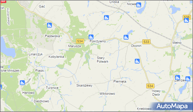 mapa Stary Folwark gmina Grudziądz, Stary Folwark gmina Grudziądz na mapie Targeo