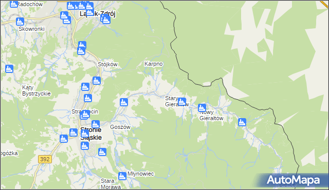 mapa Stary Gierałtów, Stary Gierałtów na mapie Targeo