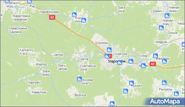 mapa Stary Grzybów, Stary Grzybów na mapie Targeo