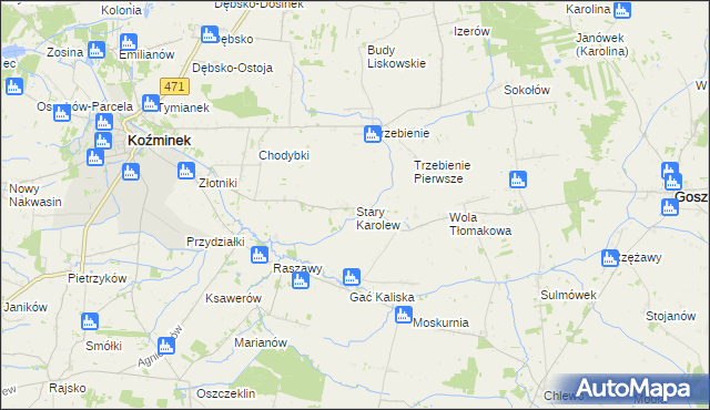 mapa Stary Karolew, Stary Karolew na mapie Targeo