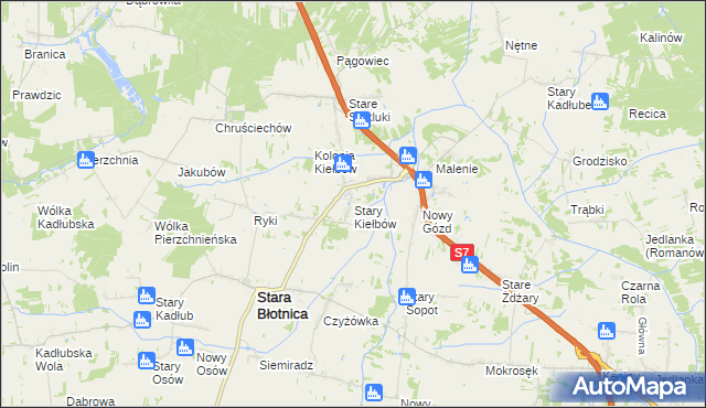 mapa Stary Kiełbów, Stary Kiełbów na mapie Targeo