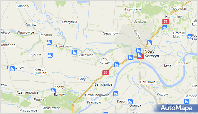 mapa Stary Korczyn, Stary Korczyn na mapie Targeo