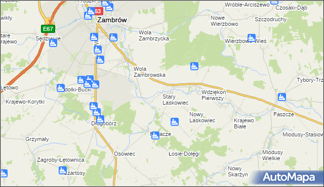 mapa Stary Laskowiec, Stary Laskowiec na mapie Targeo