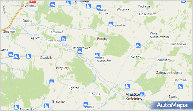 mapa Stary Miastków, Stary Miastków na mapie Targeo