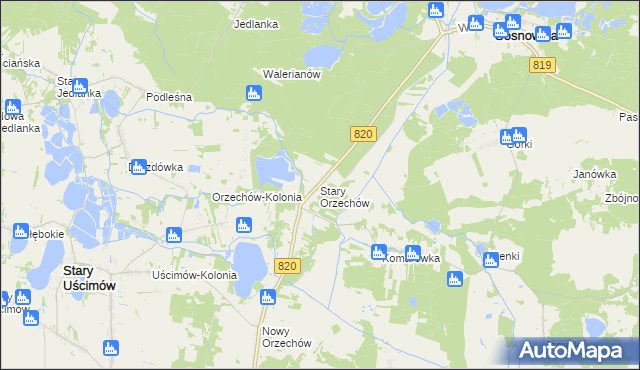 mapa Stary Orzechów, Stary Orzechów na mapie Targeo