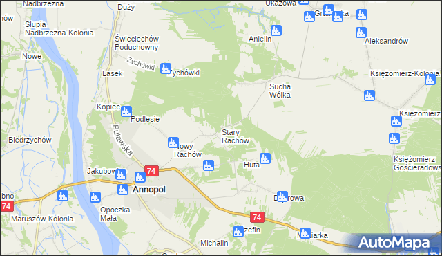 mapa Stary Rachów, Stary Rachów na mapie Targeo