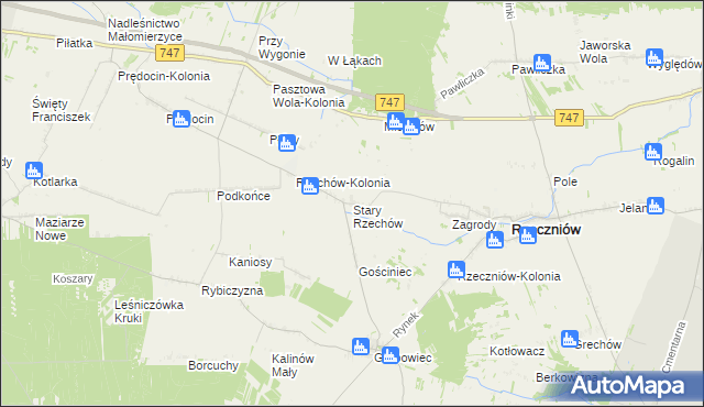 mapa Stary Rzechów, Stary Rzechów na mapie Targeo